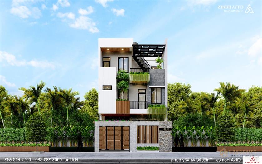 Mặt tiền ấn tượng với khoảng thông tầng cao