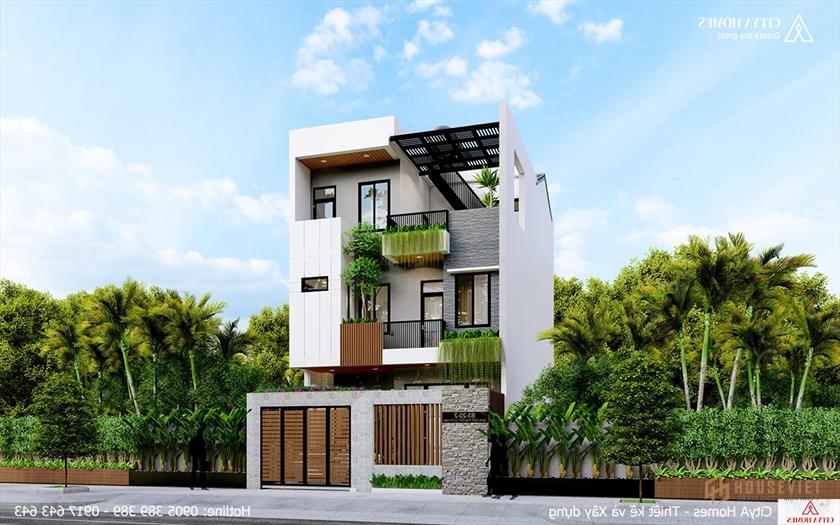 Phối cảnh mặt tiền nhà phố 7m trọn gói 1,5 tỷ