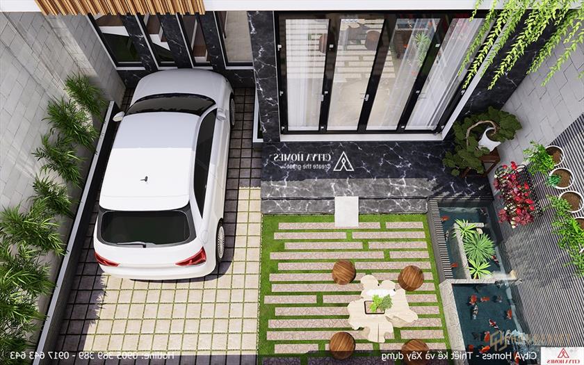 Sân vườn kết hợp với hồ cá là lựa chọn hàng đầu của những gia chủ yêu thiên nhiên