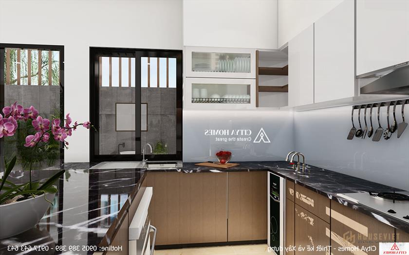 Đá thạch anh được sử dụng trong bếp giúp gia chủ dễ dàng lau chùi, vệ sinh.