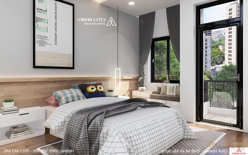 Phòng ngủ được bố trí gọn gàng, sạch sẽ