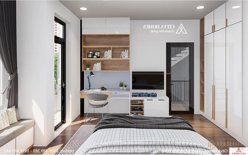 Phòng ngủ con trai được bố trí hợp lý, rộng rãi