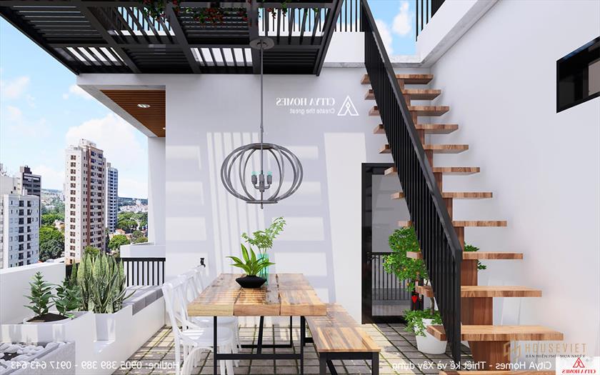 Khu vườn trên sân thượng cũng là nơi tuyệt vời để tổ chức tiệc cuối tuần cùng bạn bè