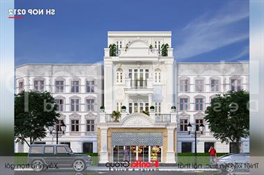 Mẫu thiết kế nhà tân cổ điển 4 tầng mặt tiền rộng 8m6 tại Hà Nội - SH NOP 0212