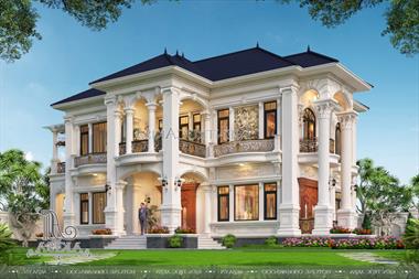 Biệt thự tân cổ điển 2 tầng mái Nhật 4 phòng ngủ (CĐT: Anh Phước - Bình Dương) BT22557