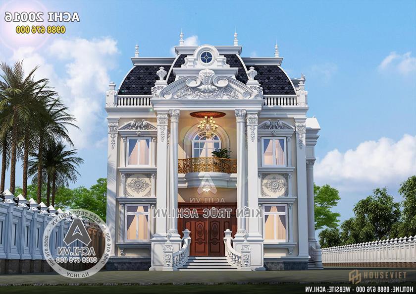 Mặt tiền mẫu biệt thự 2 tầng tân cổ điển đẹp Mặt tiền mẫu biệt thự 2 tầng tân cổ điển đẹp