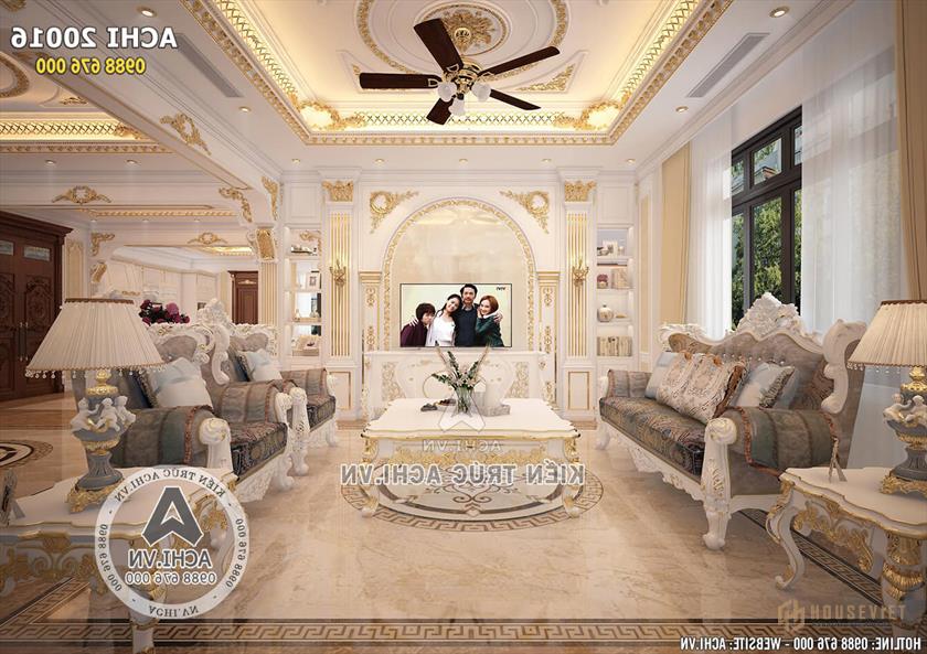 Không gian phòng khách tân cổ điển sang trọng của ngôi biệt thự Không gian phòng khách tân cổ điển sang trọng của ngôi biệt thự