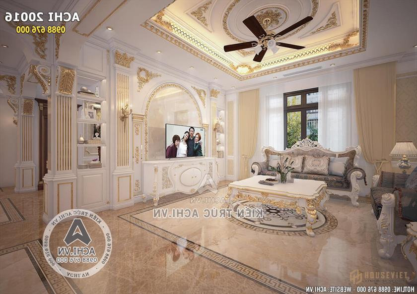 Nội thất phòng khách mẫu biệt thự mặt tiền 12m Nội thất phòng khách mẫu biệt thự mặt tiền 12m