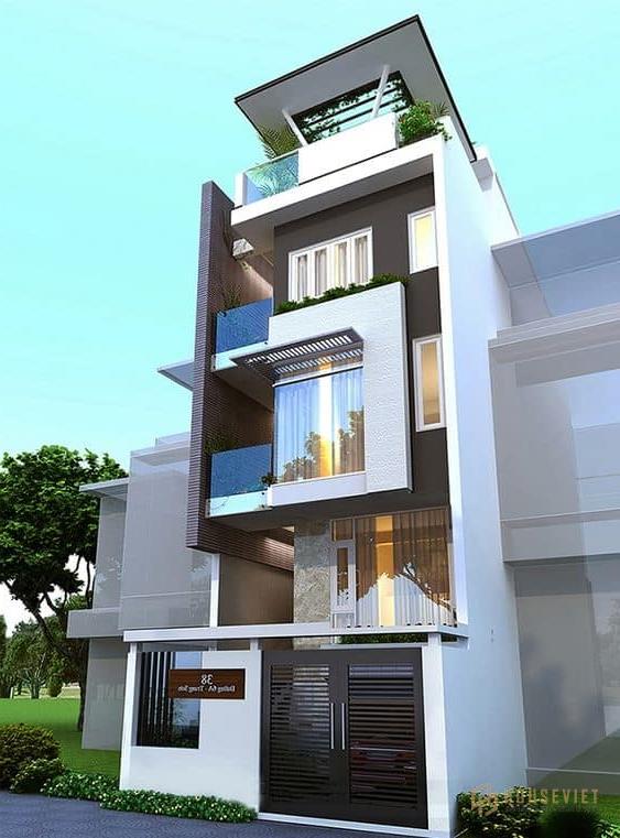 Mẫu nhà ống lệch tầng đẹp 4 tầng 1 tum