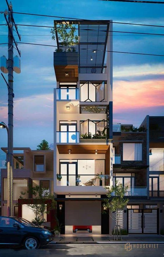 Thiết kế kiến trúc nhà ống lệch tầng đầy cuốn hút