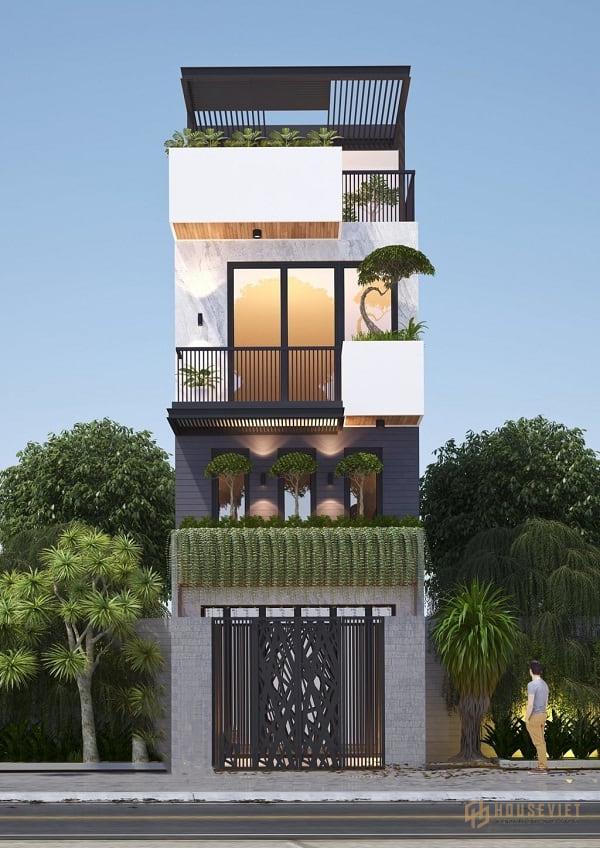 Mẫu nhà ống mái lệch ấn tượng và lạ mắt