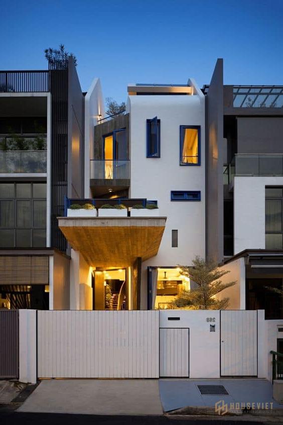 Mẫu nhà ống mái lệch ấn tượng và lạ mắt