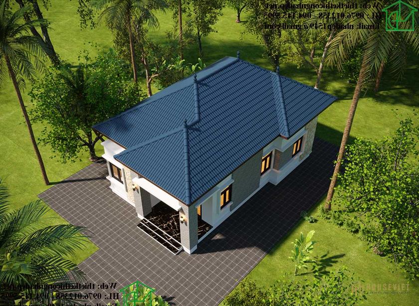 Nhìn tổng thể toàn bộ mẫu nhà cấp 4 mái thái