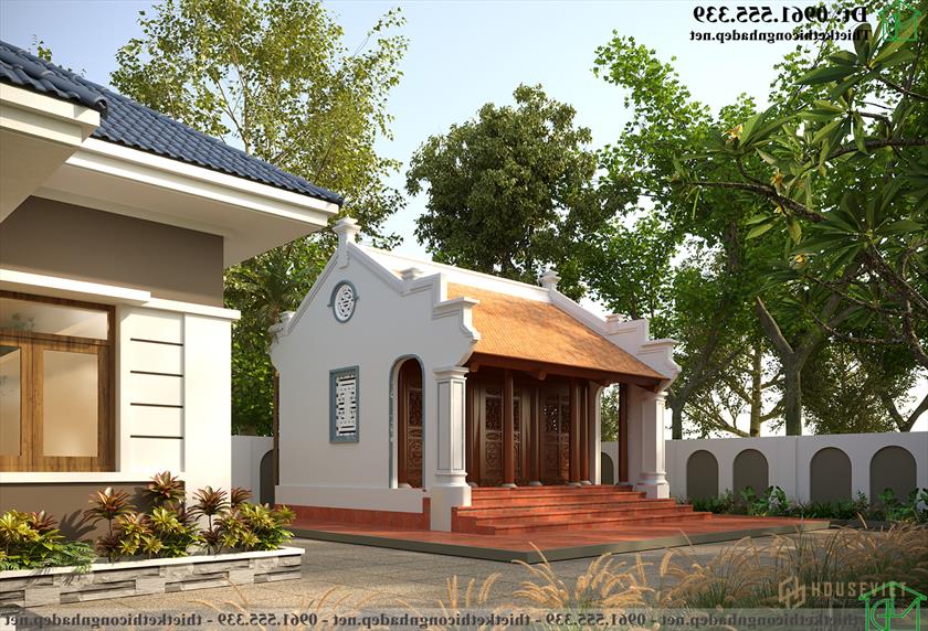 Phương án chốt mẫu nhà thờ họ đẹp 2 mái tại Nam Định NDNTH23