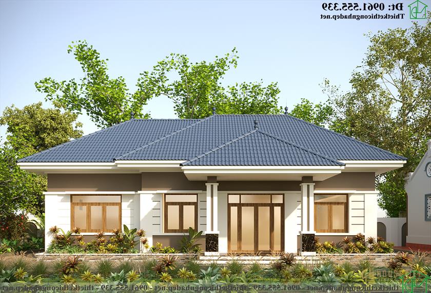 Phương án chốt mặt tiền nhà ở 1 tầng mái nhật đẹp NDNTH23