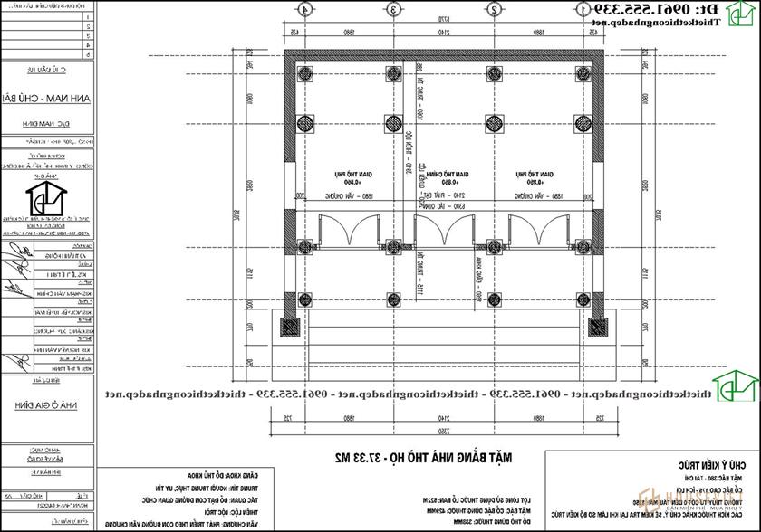 Mặt bằng nội thất mẫu nhà thờ họ NDNTH23