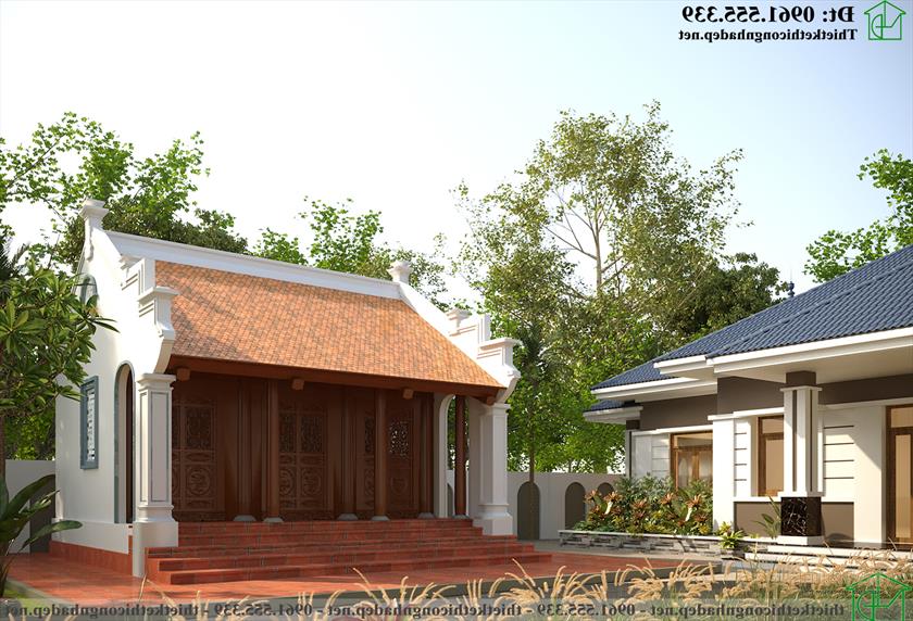 Phương án 2 mẫu nhà thờ kết hợp nhà ở 1 tầng NDNTH23