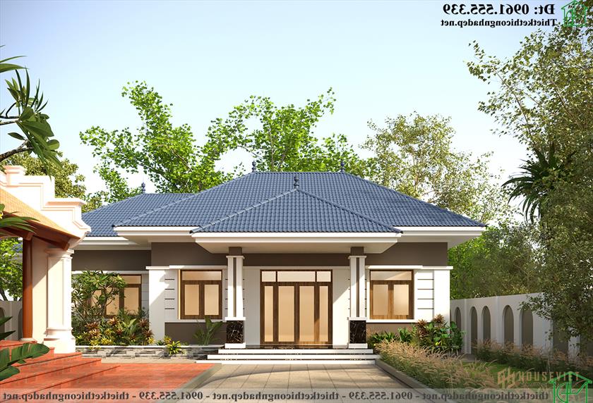 Phương án 2 mặt tiền nhà ở 1 tầng mái nhật NDNTH23