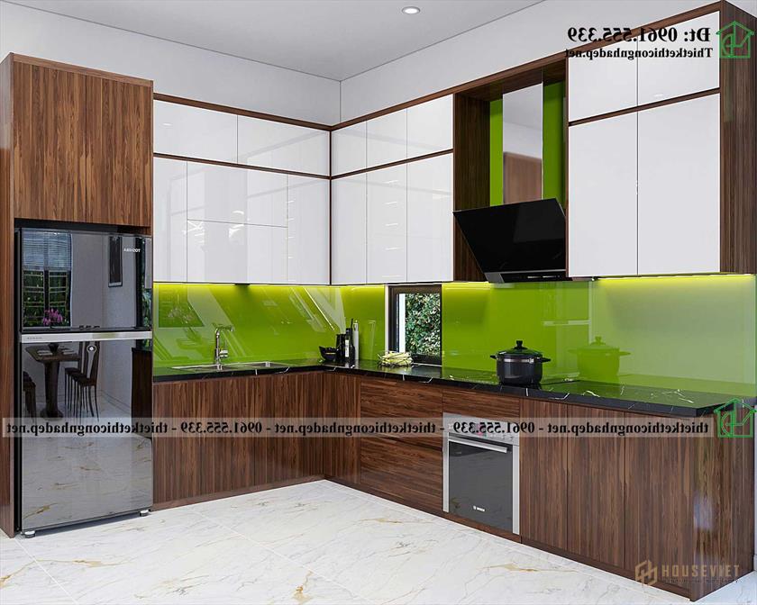 Mẫu tủ bếp hiện đại gỗ công nghiệp đẹp NDNTH23