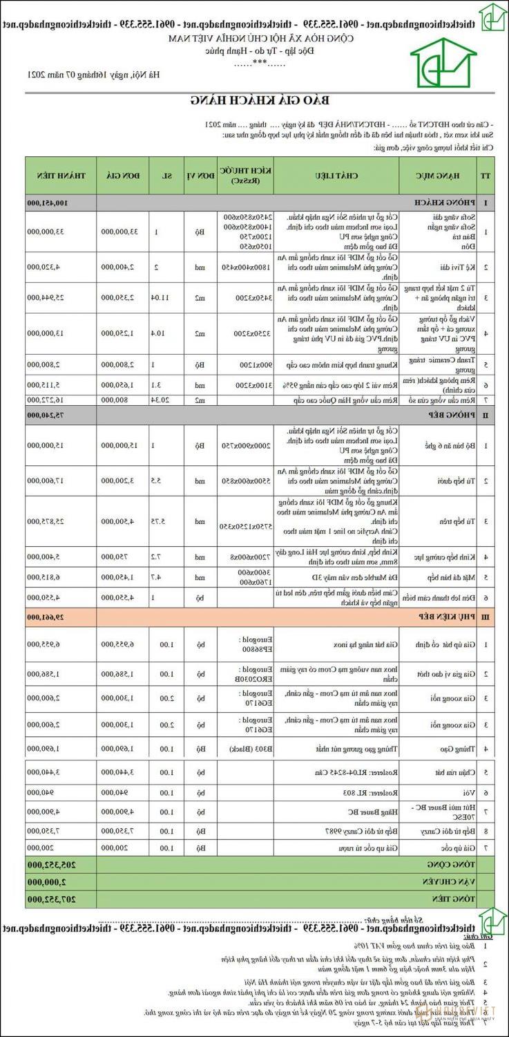 Báo giá thi công nội thất nhà ở 1 tầng tại Nam Định