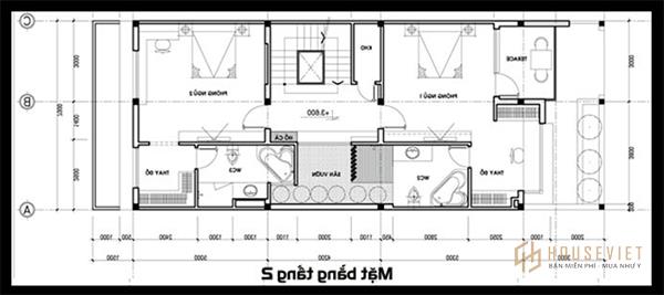 Tầng 2 là khu vực bố trí phòng ngủ và sân thượng.