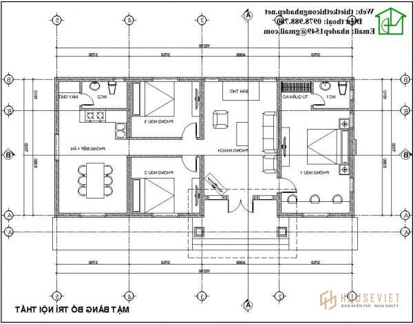 Phương án thiết kế nội thất mẫu nhà cấp 4 đẹp 7x15m NDNC441