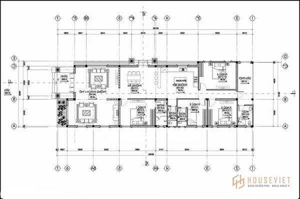 Bản vẽ chi tiết nhà cấp 4 có 4 phòng ngủ