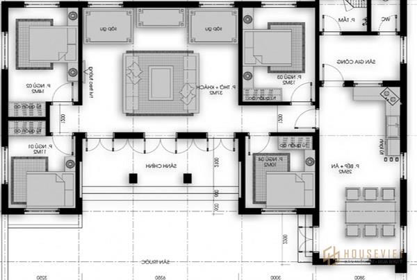 Cách phân chia kết cấu trong bản vẽ nhà cấp 4 ở nông thôn giúp gia chủ hình dung rõ hơn.