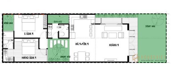 Bản vẽ mặt bằng mẫu nhà cấp 4 có 4 phòng ngủ được minh họa chi tiết