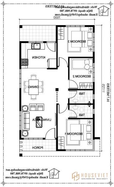 Phương án nội thất nhà cấp 4 nông thôn 3 phòng ngủ NDNC442