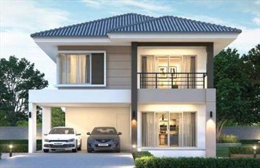 Mẫu nhà vuông 2 tầng mái thái đẹp (Phong cách Châu Âu)