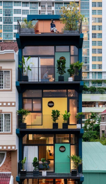 Mẫu nhà 1 trệt 3 lầu 5x16m mặt tiền phố 5m hiện địa