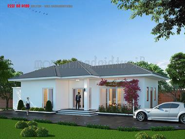 Mẫu nhà cấp 4 100m2 mái thái 3 phòng ngủ BT122422