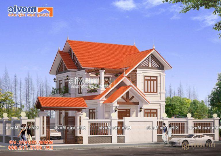 Mẫu nhà 2 tầng hiện đại mái vát đẹp đơn giản - MV1829