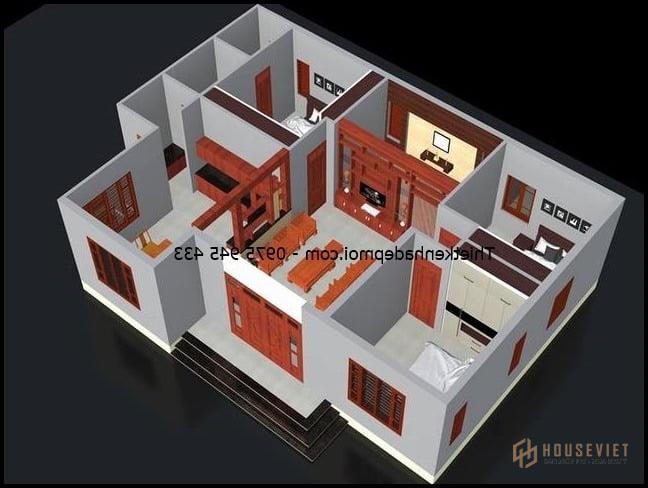 Bản vẽ thiết kế mặt bằng nội thất nhà cấp 4 mái thái 10x13m hiện đại