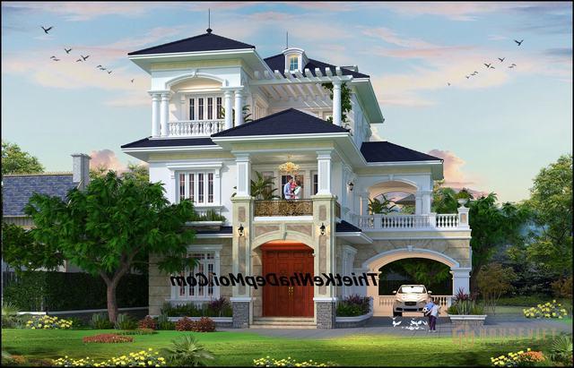 Biệt thự kiểu châu âu sân vườn đẹp