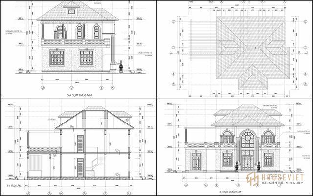 Bản vẽ thiết kế biệt thự nhà vườn 2 tầng đẹp ở nông thôn