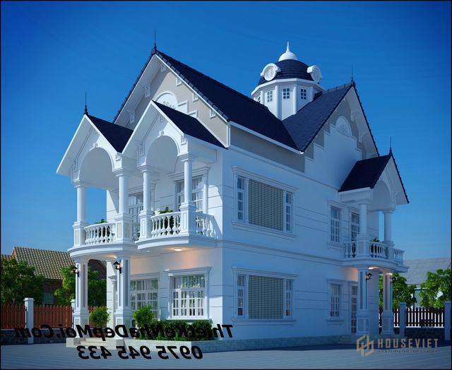 Thiết kế biệt thự 2 tầng mái thái 8x18