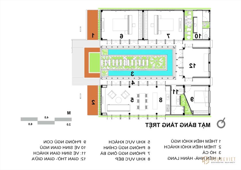 Mặt bằng nhà ống 3 phòng ngủ hiện đại