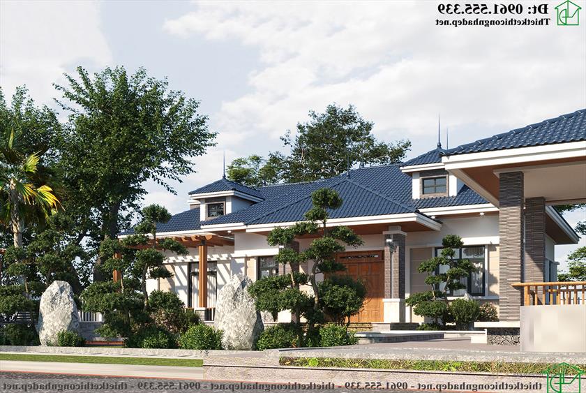 Mẫu biệt thự đẹp 1 tầng mái thái NDBT1T121