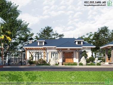 Biệt thự mái thái 1 tầng 4 phòng ngủ 1 phòng thờ 18x13m ở Vĩnh Phúc NDBT1T121