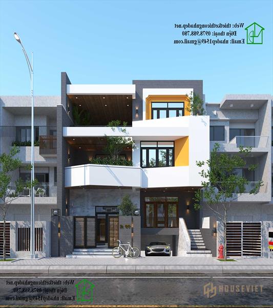 Mẫu nhà phố 3 tầng mặt tiền 10m ấn tượng nhất 2019 NDNP3T40