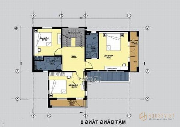 Mẫu thiết kế nhà một trệt hai lầu có sân thượng mặt tiền 7m.