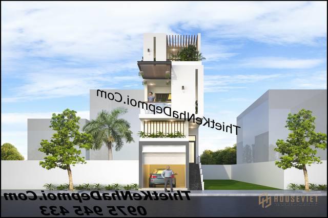 Nhà ống lệch tầng 4m hiện đại