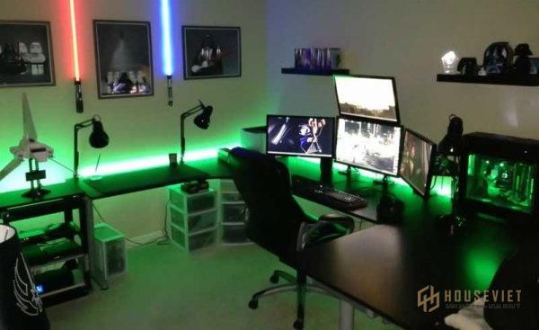 thiết kế chiếu sáng trong phòng ngủ chơi game