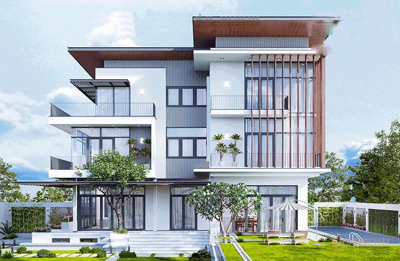 Thiết kế biệt thự 3 tầng 300m2 có hồ bơi