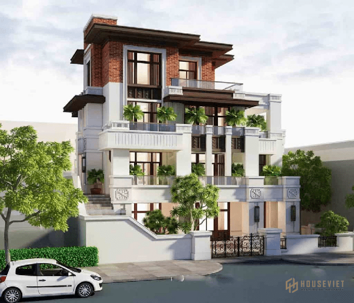 Mẫu biệt thự 300m2 4 tầng phong cách hiện đại