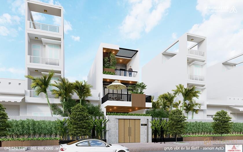 Mẫu nhà mặt tiền 2,5 tầng hiện đại