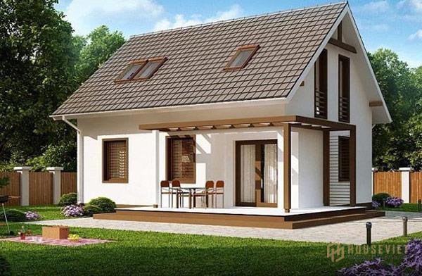 Mẫu nhà cấp 4 mái ngói đơn giản, không quá nhiều họa tiết.