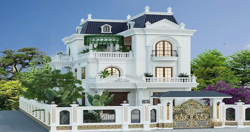 Thiết kế biệt thự kiểu pháp 2 tầng